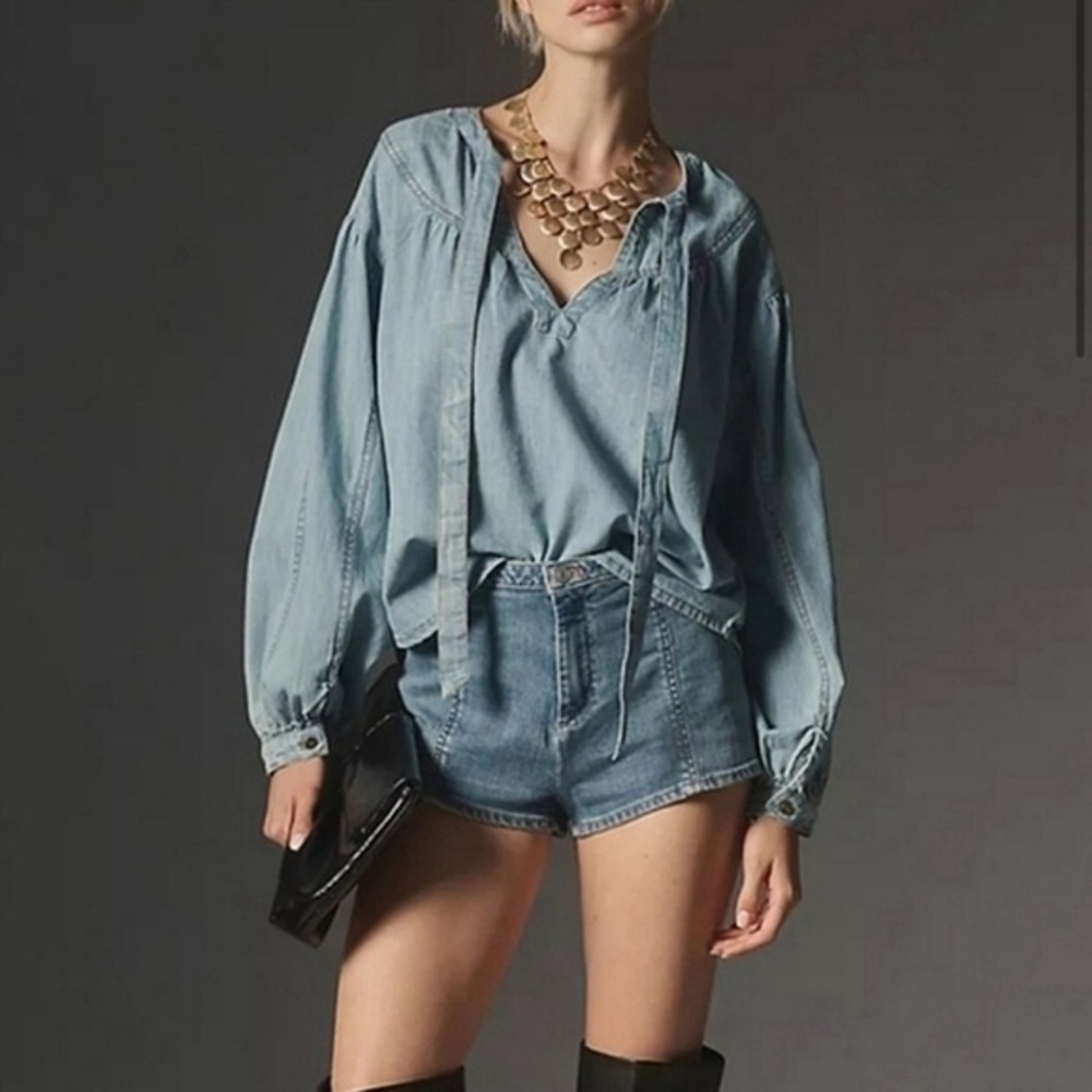Anthro Anthropologie Pilcro Low-Rise Micro Denim Shorts Sz 31